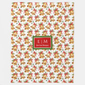 シックな水彩金ゴールドクリスマスベルパーソナライズされたズ フリースブランケット (正面)