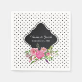 シックな水玉模様と牡丹結婚ズナプキン スタンダードカクテルナプキン (正面)