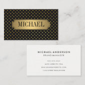 シックな水玉模様パターンラックス金ゴールドメタル 名刺 (正面/裏面)