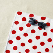 シックな水玉模様赤い白の背景 ビーチタオル (インサイチュ)