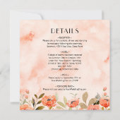 シックな水色のフローラ結婚が1つにまとまっている 招待状 (裏面)