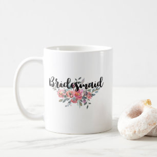 シックな水色のフローラ結婚の花嫁 コーヒーマグカップ