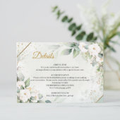 シックな水色の白い花ユーカリ金ゴールド エンクロージャーカード (スタンド正面)