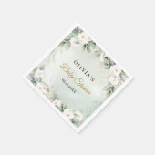 シックな水色の緑と白い花赤ちゃんシャワー スタンダードカクテルナプキン (角)