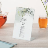 シックな水色の緑のユーカリ金ゴールド結婚ズ 台座サイン (インサイチュ)