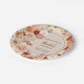 シックな水色の花紅葉銅赤面 ペーパープレート (アングル)