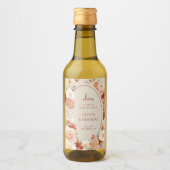 シックな水色の花紅葉銅赤面 ワインラベル (正面)