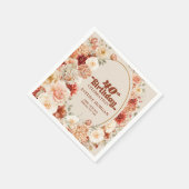 シックな水色の花紅葉40th誕生日 スタンダードカクテルナプキン (角)