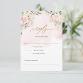 シックな水色の赤い花ユーカリプトゥスゴールド 出欠カード (スタンド正面)