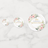 シックな水色の赤面の花の緑15th誕生日 コンフェッティ (正面)