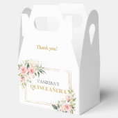 シックな水色の赤面花金ゴールド15th誕生日 フェイバーボックス (オープン)