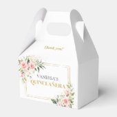 シックな水色の赤面花金ゴールド15th誕生日 フェイバーボックス (正面サイド)