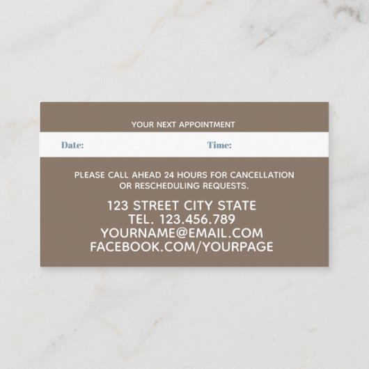 シックな水色の野生の牧草地ピンクフローアポイントメント 予約カード (裏面)