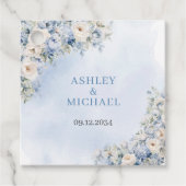 シックな水色の青い花ユーカリ フェイバータグ (正面)