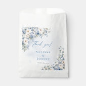 シックな水色の青とアイボリーの花ユーカリ フェイバーバッグ (正面)