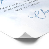 シックな水色の青と白のバラを開いたバー ポスター (角)