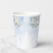 シックな水色ほこりっぽい青いアイボリー結婚の花 紙コップ (右)