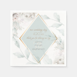 シックな水色アラバスター牡丹の花 スタンダードカクテルナプキン