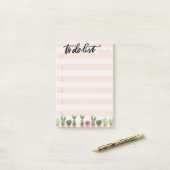 シックな水色サボテンストライプリストする必要がある ポストイット (デスク上)