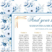 シックな水色パステルブルー金ゴールドシーティングチャート ポスター