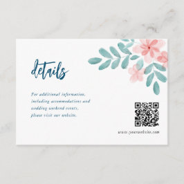 シックな水色ピンクのフローラ結婚のエンクロージャカード エンクロージャーカード