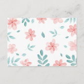 シックな水色ピンクのフローラ結婚のエンクロージャカード エンクロージャーカード (裏面)