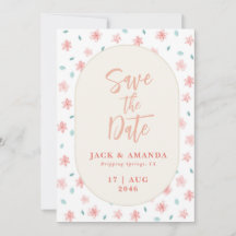 シックな水色ピンクのフローラ結婚式の日付を保存