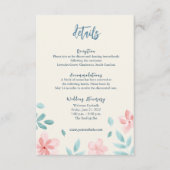 シックな水色ピンクのフローラ詳細エンクロージャカード エンクロージャーカード (正面)