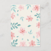 シックな水色ピンクのフローラ詳細エンクロージャカード エンクロージャーカード (裏面)