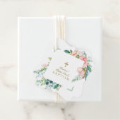 シックな水色ピンク赤面ホワイトフローラバプテスマ フェイバータグ (インサイチュ)