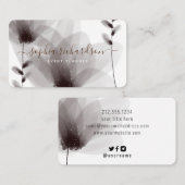 シックな水色フローラ署名タイポグラフィ 名刺 (正面/裏面)