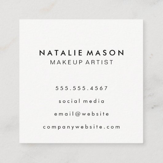 シックな水色ブルーとモノグラム スクエア名刺 (裏面)