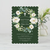 シックな水色ホワイトフローラリースクロスバプテスマ 招待状 (スタンド正面)