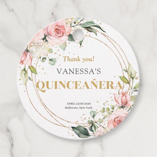 シックな水色赤面フローラ金ゴールドセージキンセアニェラ フェイバータグ (正面)