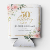 シックな水色赤面花ユーカリ金ゴールド50th 缶クーラー (裏面)