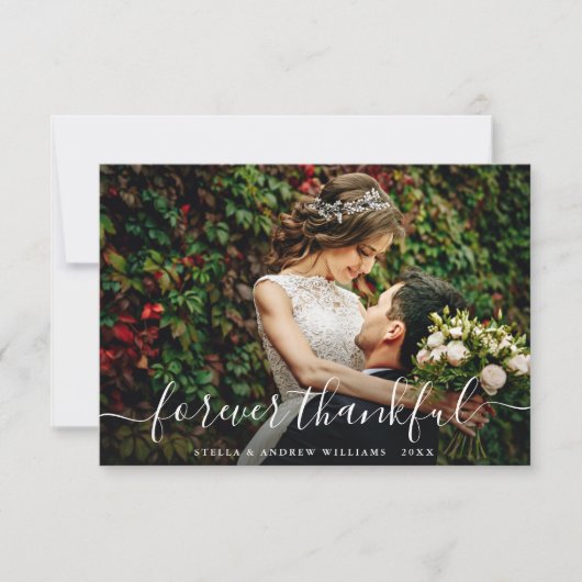 シックな永遠に感謝のスクリプトありがとうフォトカード サンキューカード (正面)