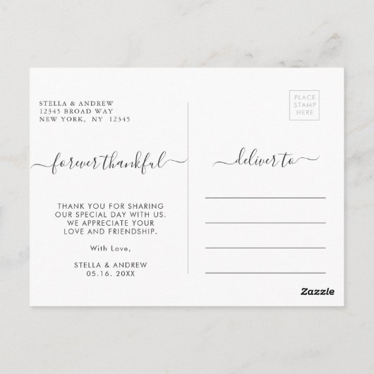 シックな永遠に感謝のスクリプトありがとう写真 ポストカード (裏面)