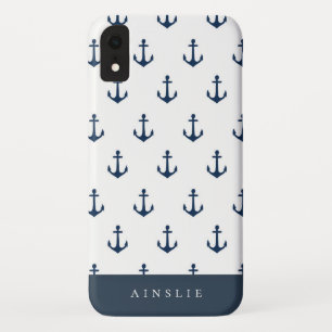 シックな沿岸海軍いかりパターン iPhone XRケース