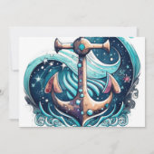 シックな波いかりベビーシャワー 招待状 (裏面)