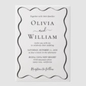 シックな波形結婚フレーム ベラム紙招待状 (正面)