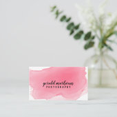 シックな洗浄明るいピンクの水彩画の名刺 名刺 (スタンド正面)