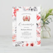 シックな洗練されたレッドフローラクインセアニラ 招待状 (スタンド正面)