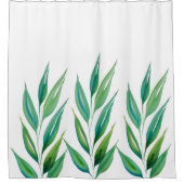 シックな海グリーンブループラントウォーターカラー シャワーカーテン (正面)