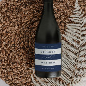 シックな海軍とホワイトストライプ結婚ワインのラベル ワインラベル