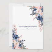 シックな海軍の桃のフローラ写真は日付カードを保存 セーブザデート (裏面)