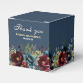 シックな海軍ほこりっぽい青いブルゴーニュ結婚ーの花 フェイバーボックス (正面サイド)