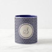 シックな海軍抽象芸術幾何学的なパターンモノグラム マグカップ (中央)