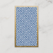 シックな海軍黒の金ゴールドのギリシャの主パターンカスタム 名刺 (裏面)