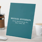 シックな淡いティール（緑がかった色）カラーパーソナライズされたカスタム 台座サイン (インサイチュ)