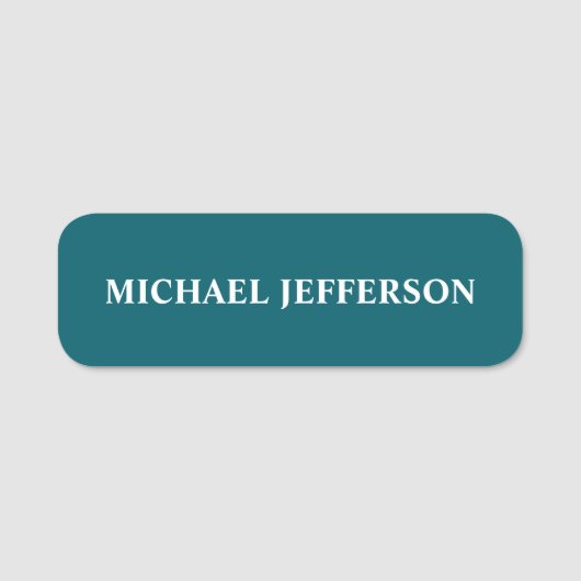 シックな淡いティール(緑がかった色)カラーパーソナライズされたカスタム 名札 (正面)